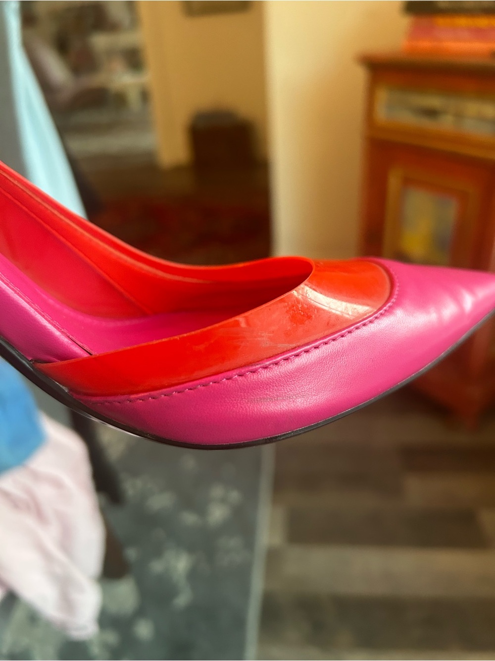 Zara Hot Pink and Red Pointed Slingback Heels size 38 euro - Picture 13 of 13